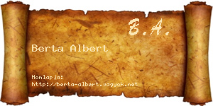 Berta Albert névjegykártya