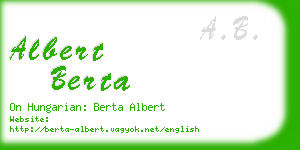 albert berta business card